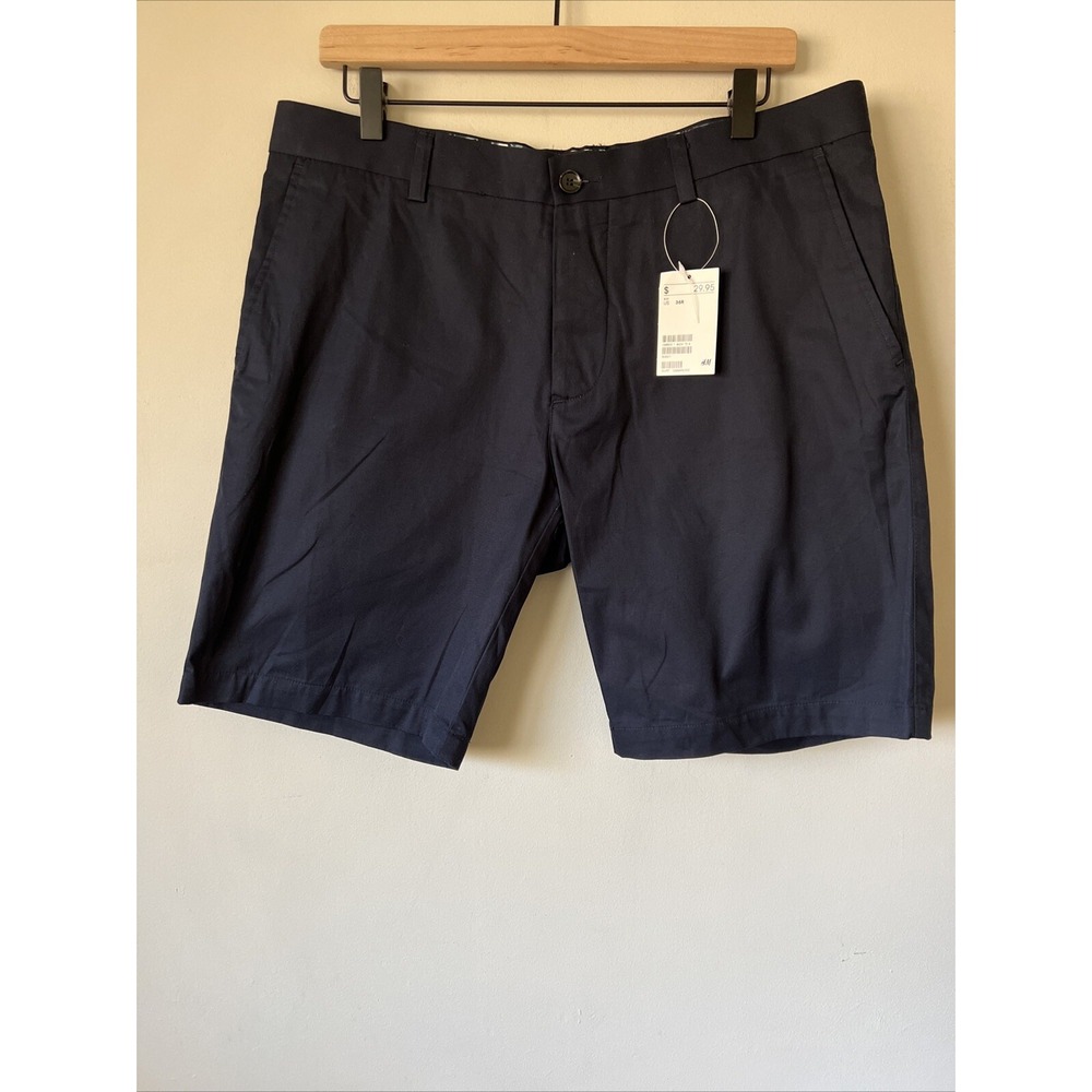 H&M Mens Chino Shorts Size 36 Navy Blue 9" Inseam